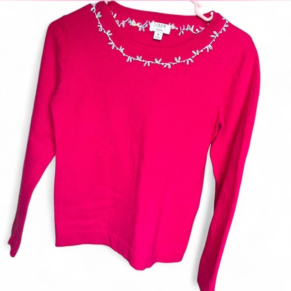 J. Crew pink Teddie Top Embroidered Flowers Wool blend - Picture 2 of 4